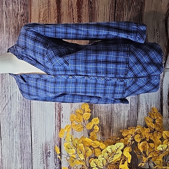 NEW J JILL BLUE PLAID OVERSIZED LONG SLEEVE BUTTON-UP SHIRT - Picture 2 of 15